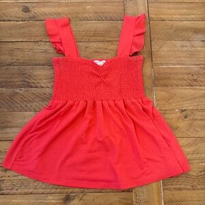 Chic Red Women's Smocked Tank Top